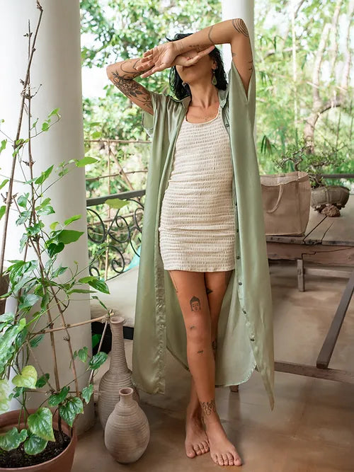 Vegan Silk Shirt - Sage