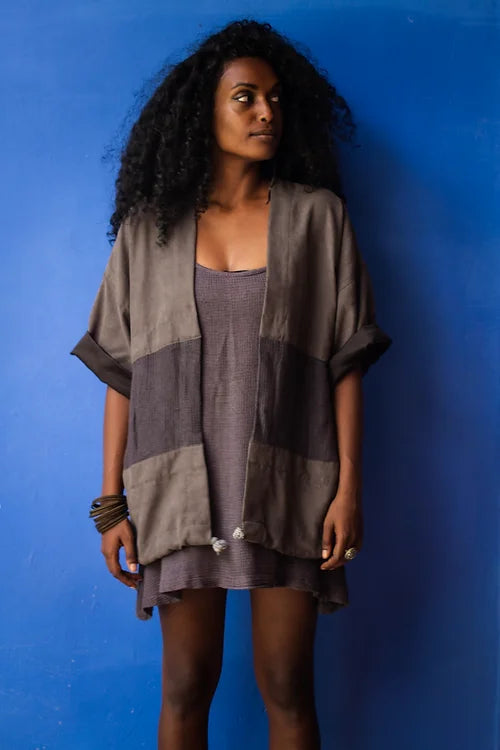 Upcycled Color Block Kimono