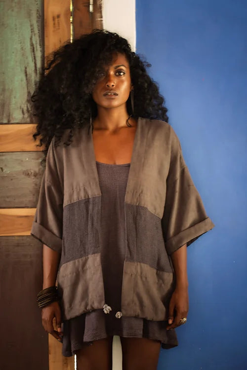 Upcycled Color Block Kimono