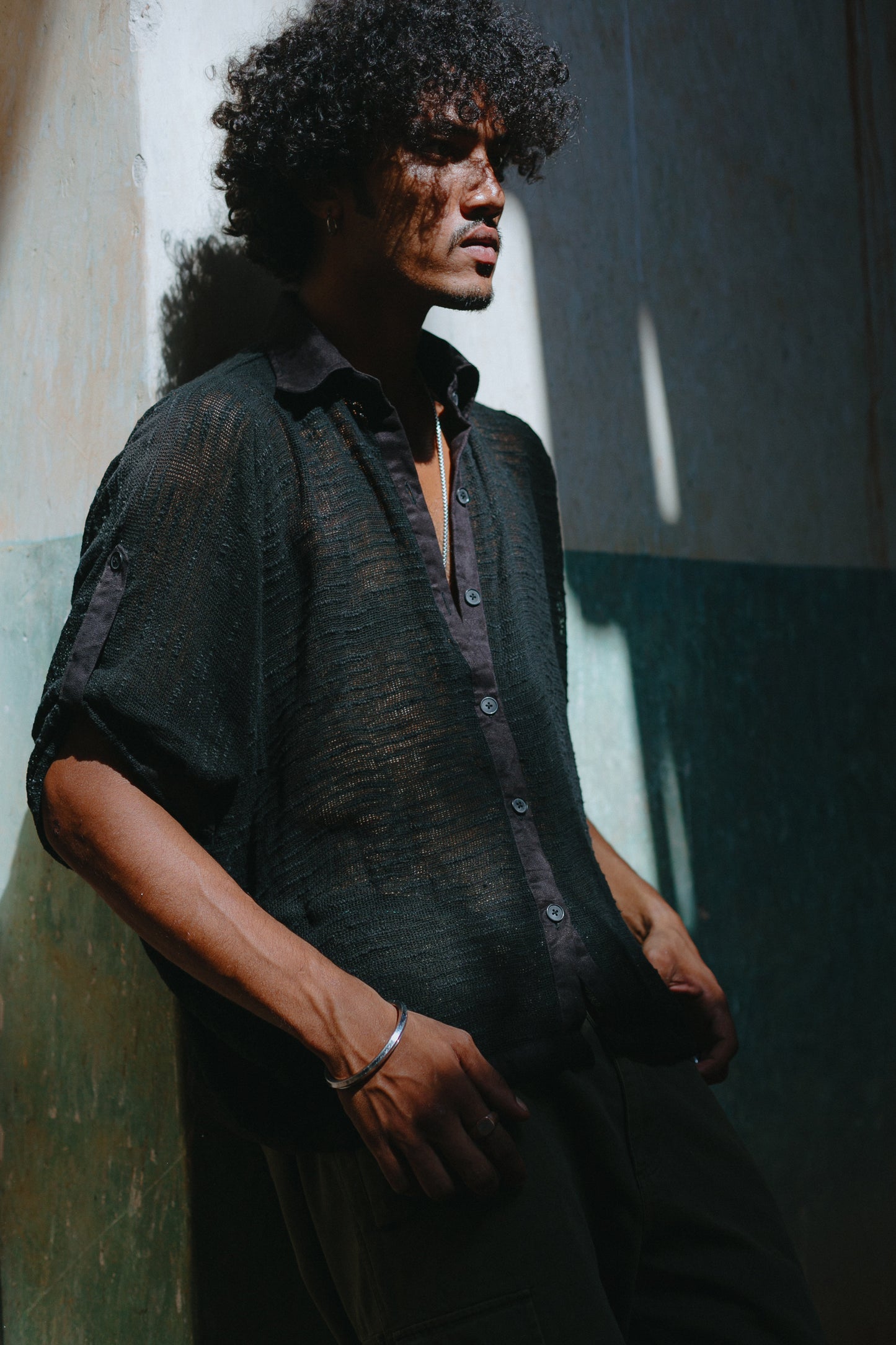 Woven Mesh Shirt - Black