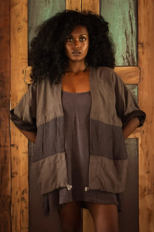Upcycled Color Block Kimono