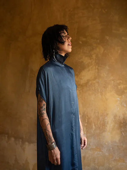 Vegan Silk Shirt - Blue