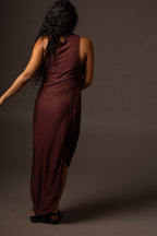 Ripple Dress / High Neck - Maroon