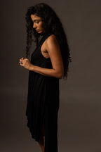 Ripple Dress / High Neck - Black