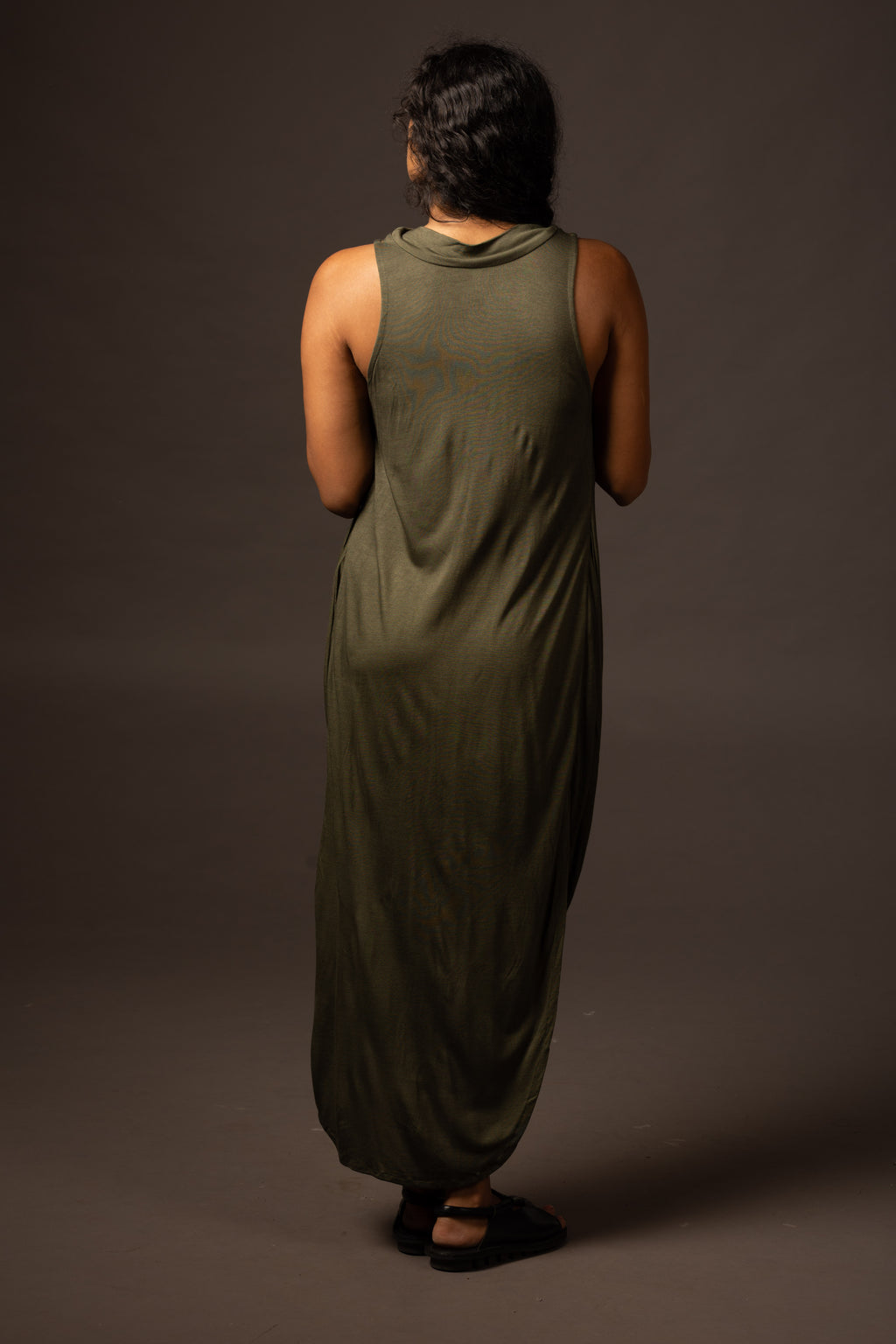 Ripple Dress / High Neck - Green
