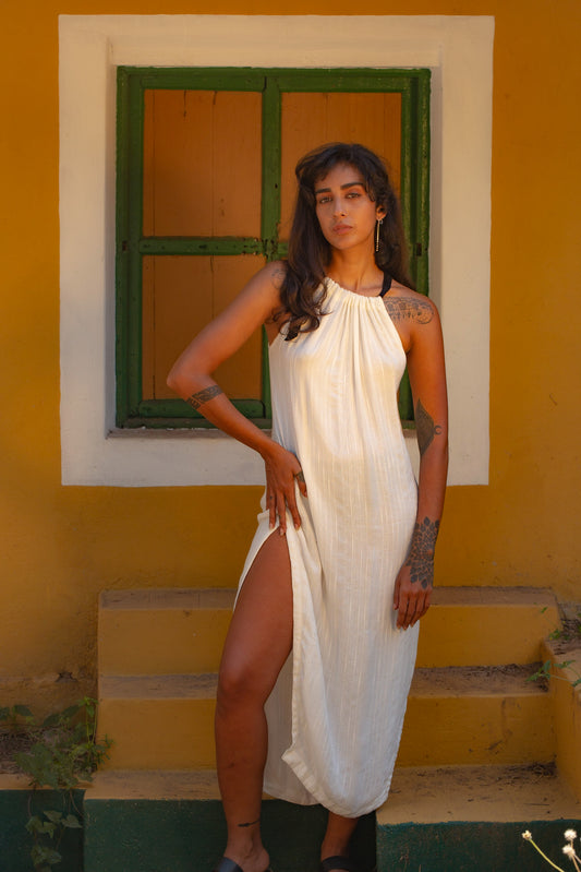 Coral Dress - White