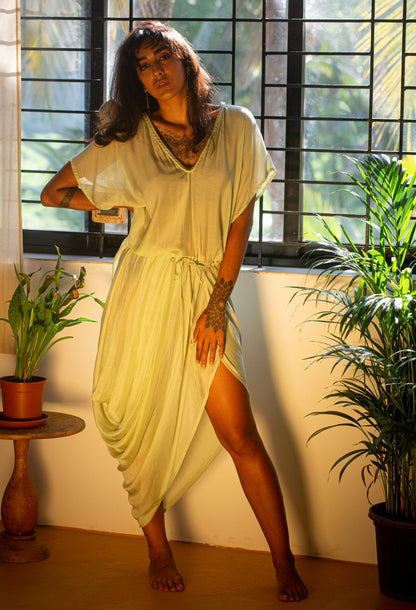 Drawstring Drape Dress - Sage