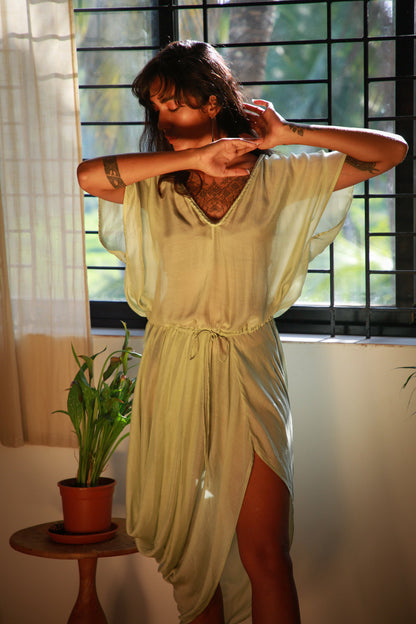 Drawstring Drape Dress - Sage
