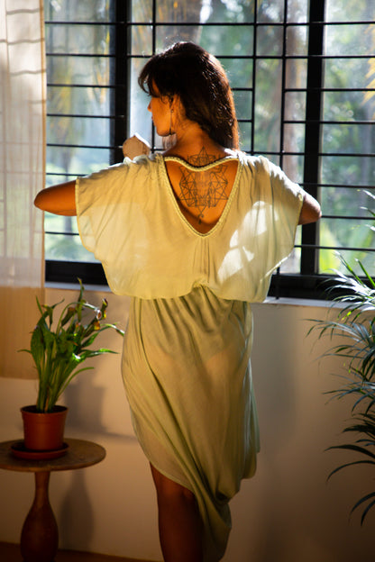 Drawstring Drape Dress - Sage