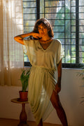 Drawstring Drape Dress - Sage