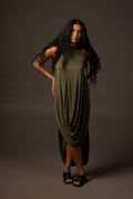 Ripple Dress / High Neck - Green