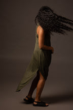 Ripple Dress / High Neck - Green