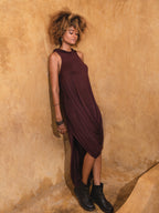 Ripple Dress / High Neck - Maroon