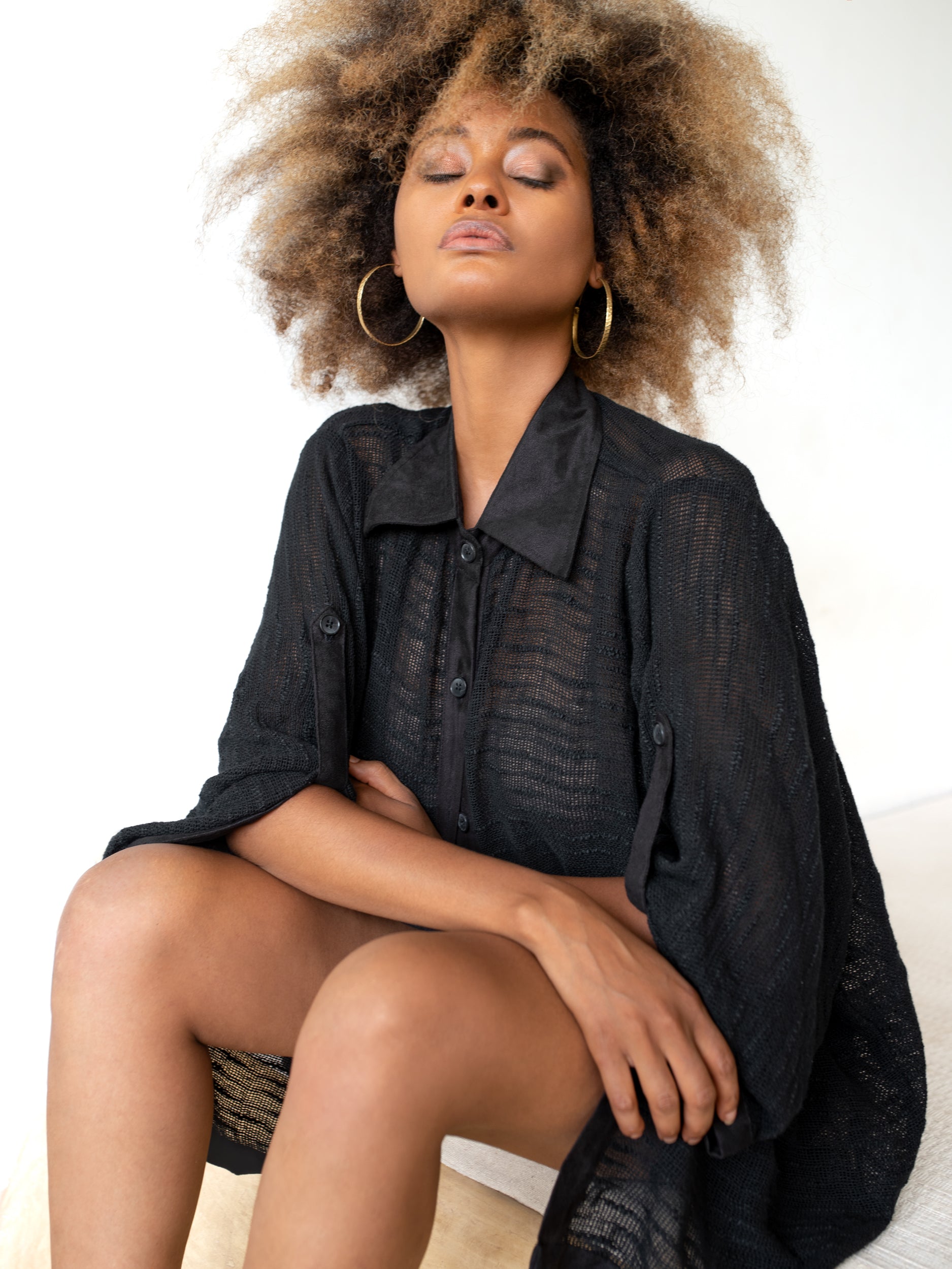 Woven Mesh Shirt - Black