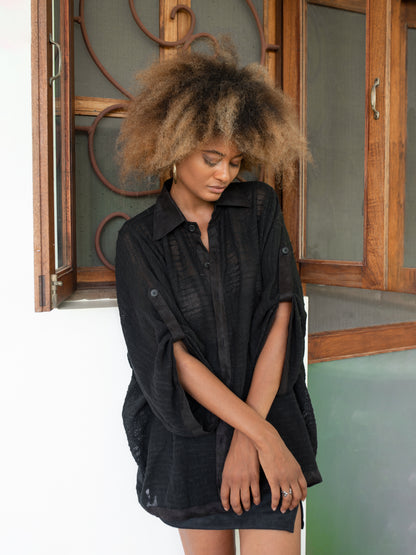 Woven Mesh Shirt - Black