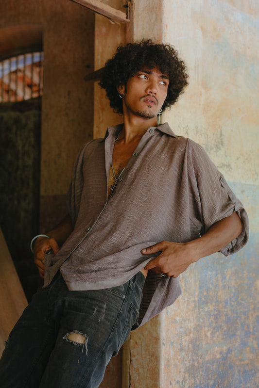 Woven Mesh Shirt - Dusty Mauve