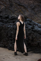 Ripple Dress / High Neck - Black